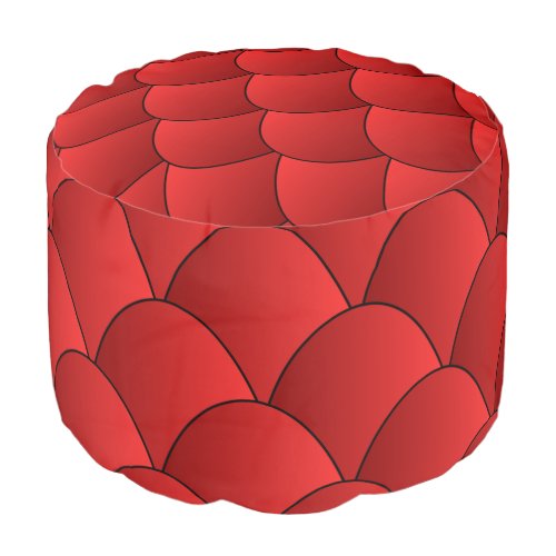 Art Deco Red Scales Design Pouf