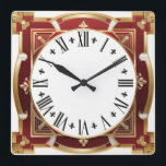 Art Deco Red Square Wall Clock<br><div class="desc">Great clock design. You will love it like others. Be free to use this design for other product you like or to customize and add your text. Follow me for more. Thank you. Have a nice day.</div>