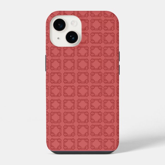 Art Deco Red Squares Iphone Case (Back)