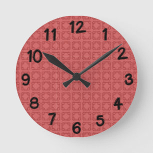 Art Deco Red Squares Round Clock