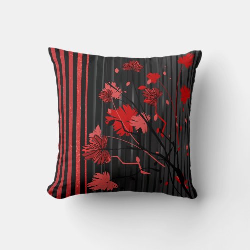 Art Deco Red Stripe Pattern Throw Pillow