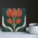 Art Deco Red Tulips Green Wall Decor Art Nouveau Ceramic Tile<br><div class="desc">Welcome to CreaTile! Here you will find handmade tile designs that I have personally crafted and vintage ceramic and porcelain clay tiles, whether stained or natural. I love to design tile and ceramic products, hoping to give you a way to transform your home into something you enjoy visiting again and...</div>