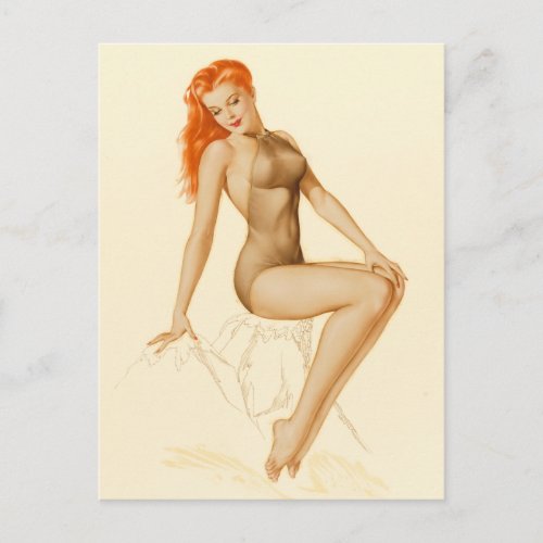 Art Deco Redhead Pin Up Postcard