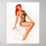 Art Deco Redhead Pin Up Poster<br><div class="desc">Vintage art deco pinup.</div>