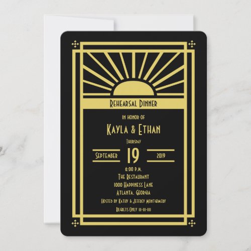 Art Deco Rehearsal Dinner Invitation