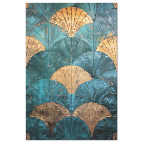 Art Deco Repeat Pattern Textured Tile Art Tissue Paper