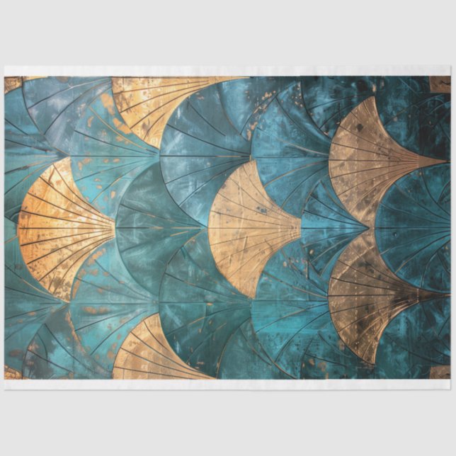 Art Deco, Repeat Pattern, Textured Tile Art Tissue Paper (Front)