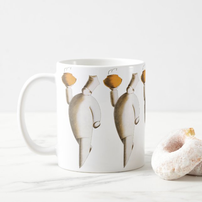 Art Deco Restaurant Chef, Vintage Business Coffee Mug (With Donut)