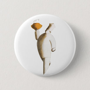 Art Deco Restaurant Chef, Vintage Business Pinback Button