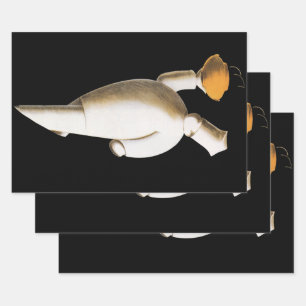 Art Deco Restaurant Chef, Vintage Business Wrapping Paper Sheets