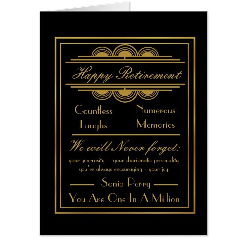 Art Deco Retirement card