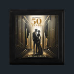 Art Deco Retro Black & Gold Wedding Anniversary Gift Box<br><div class="desc">Step back in time with our Art Deco Retro Black & Gold Wedding Anniversary gift box,  radiating timeless elegance. #ArtDeco #Retro #BlackGold #WeddingAnniversary

The text is fully customizable,  allowing you to adjust it for any year. This is another 100% original Snuggle Hmaster Deisgns.</div>