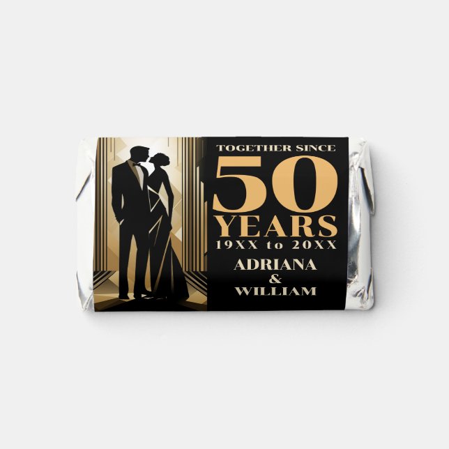 Art Deco Retro Black & Gold Wedding Anniversary Hershey's Miniatures (Front)