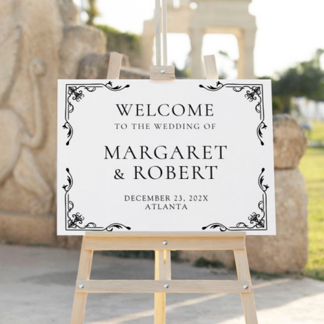 Art Deco Retro Black White Wedding Welcome Sign (Creator Uploaded)