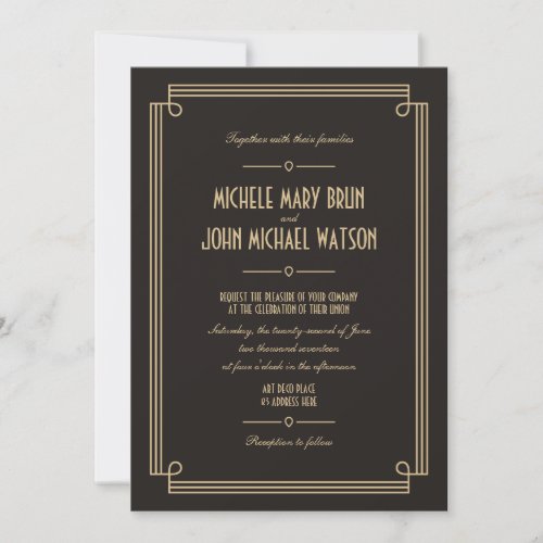 Art Deco Retro Dark Wedding Invitation Knot
