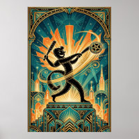 Art Deco Retro Film Strip Cartoon Character