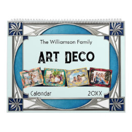 Art Deco Retro Frames Family Photos Elegant Wall Calendar