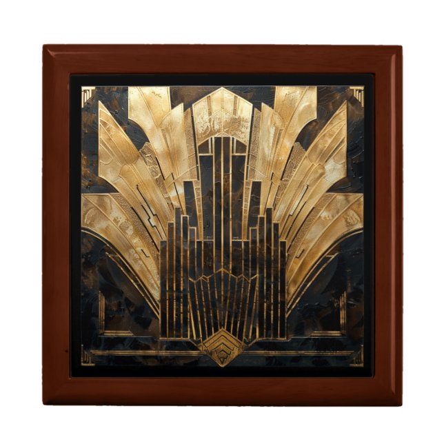 Art Deco Retro Gold Black City Scape Gift Box (Front)
