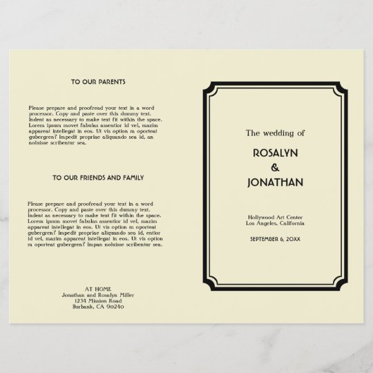 Art Deco Retro Hollywood Glam Wedding Program Zazzle Art Deco Retro Hollywood Glam Wedding Program