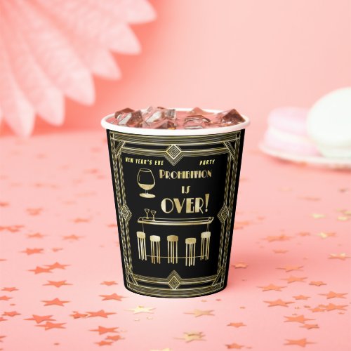Art Deco Retro New Years Eve Prohibition Bar Paper Cups