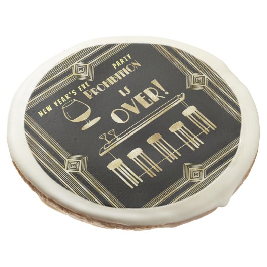 Art Deco Retro New Year's Eve Prohibition Bar Sugar Cookie (Angled)