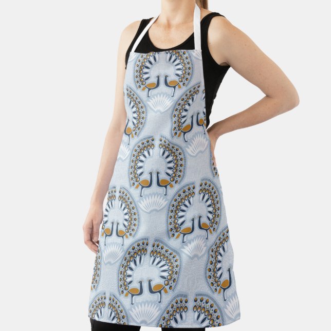 Art Deco retro Peacock Apron (Insitu)