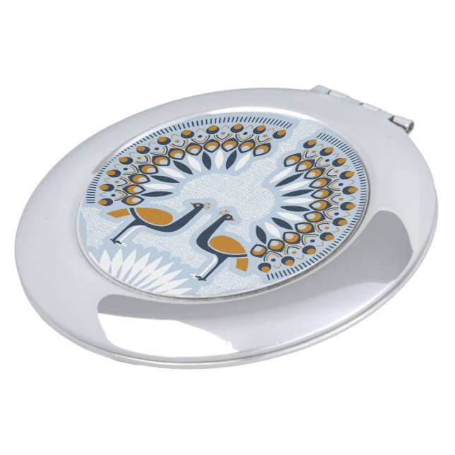 Art Deco retro Peacock Compact Mirror (Turned)
