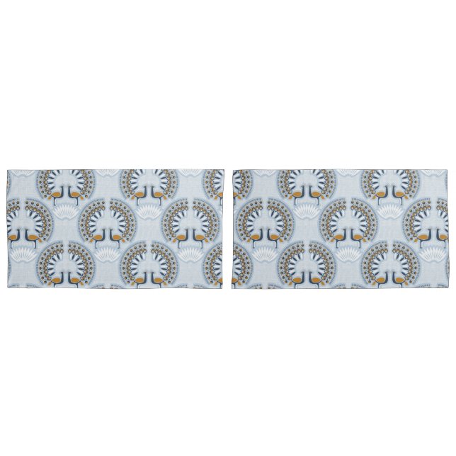 Art Deco retro Peacock Pillow Case (Front-Set)