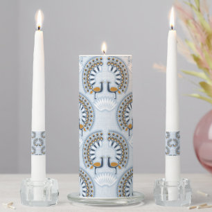 Art Deco retro Peacock Unity Candle Set