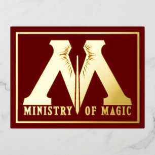 Art Deco Retro Red Gold Monogram M Vintage Art Foil Holiday Postcard