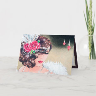 Art Deco retro vintage Christmas Holiday Card