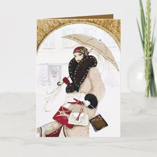 Art Deco retro vintage Christmas Holiday Card