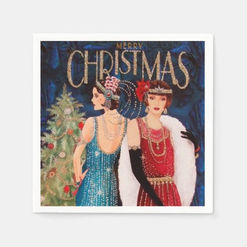 Art Deco retro vintage Christmas Holiday ladies Napkins