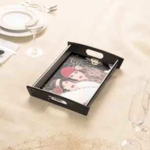 art deco retro vintage Christmas Holiday ladies Serving Tray