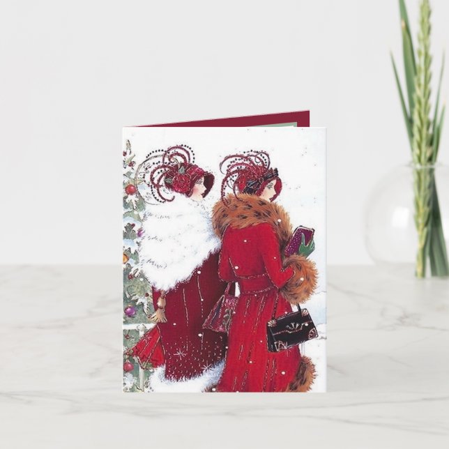 Art Deco retro vintage Christmas ladies Card (Front)