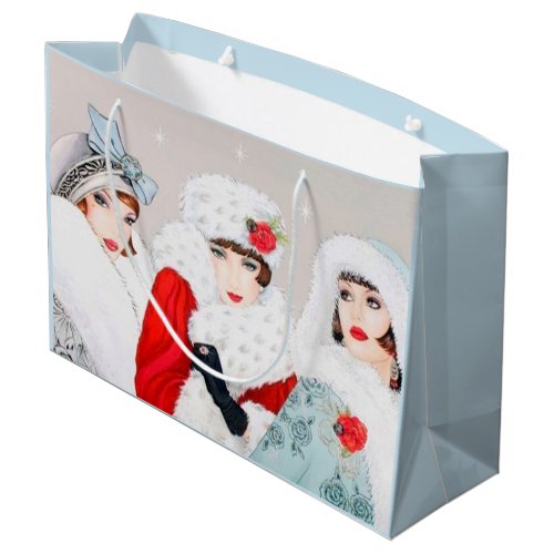 Art deco retro vintage Christmas Ladies party Large Gift Bag