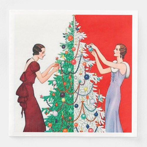 Art deco retro vintage Christmas Ladies party Paper Dinner Napkins