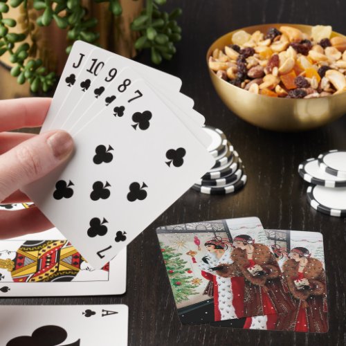 Art deco retro vintage Christmas Ladies party Poker Cards