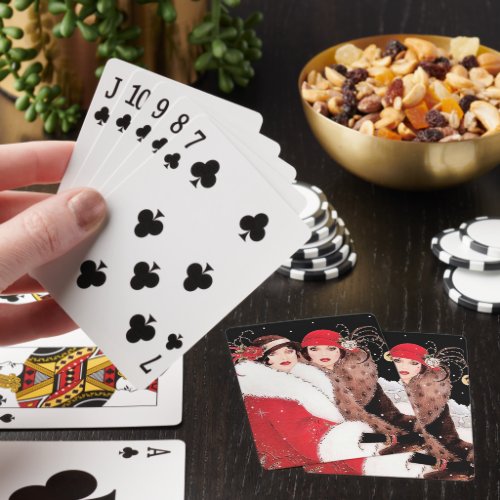 art Deco retro vintage Christmas ladies Poker Cards