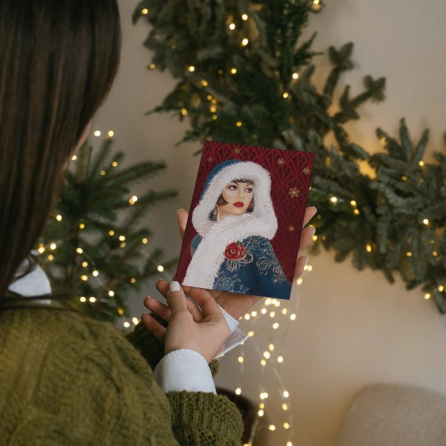 Art Deco retro vintage Christmas lady  Note Card (Creator Uploaded)