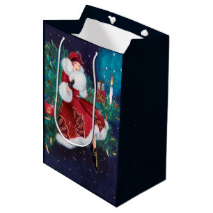 Art deco retro vintage Christmas lady party Medium Gift Bag