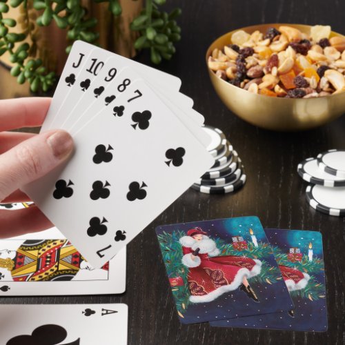 art Deco retro vintage Christmas lady  Poker Cards