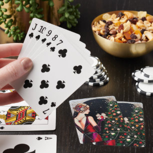 art Deco retro vintage Christmas lady Poker Cards