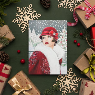 Art Deco retro vintage Christmas Note Card