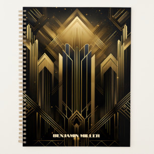 Art Deco Retro Vintage Classic 1920s Black & Gold Planner