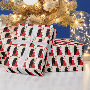 Art Deco retro vintage couple message Christmas Wrapping Paper
