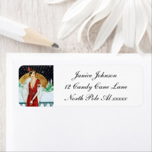 Art Deco Retro vintage lady  Label