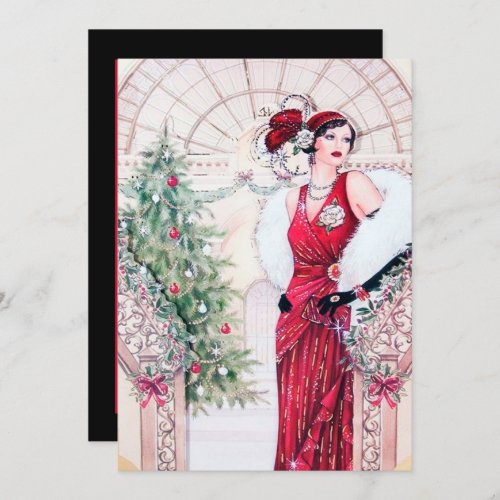 art deco retro vintage lady party invitation