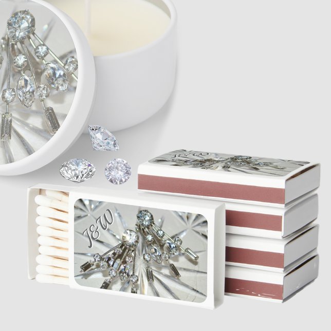 Art Deco Rhinestones Elegant Personalized Matchboxes (Creator Uploaded)