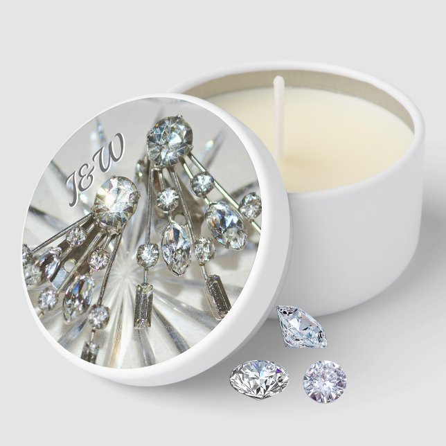 Art Deco Rhinestones Elegant Personalized Mini Candle Favors (Creator Uploaded)